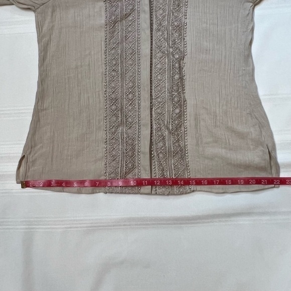 $5 ADD ON with $15+ Bundle Krazy Kat Boho Crochet Trim Tunic Blouse Sz M EUC - Picture 10 of 13